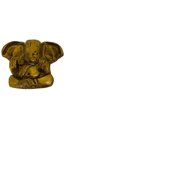 Small Brass Lord Ganesh Idol Elephant Mini Faux Gold 2"x2" - Picture 5 of 6